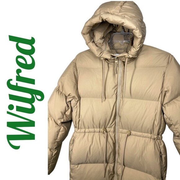 WILFRED ARITZIA LARAMIE Goose Down Long Puffer Coat Hood Beige, Size XS - Picture 4 of 16